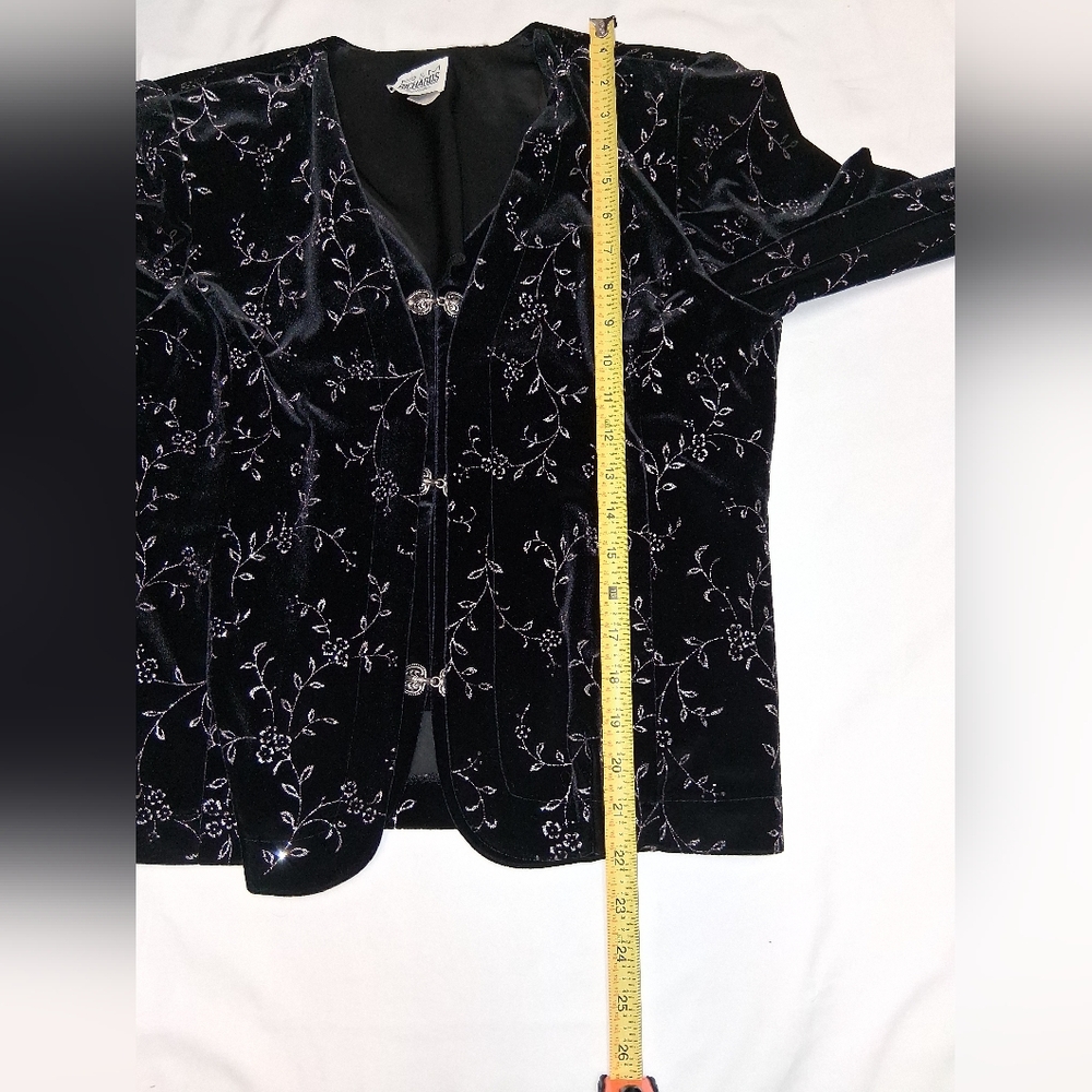 R&M Richards VINTAGE Midnight Velvet Embroidered Jacket 8P With Shoulder Pads - Picture 14 of 15